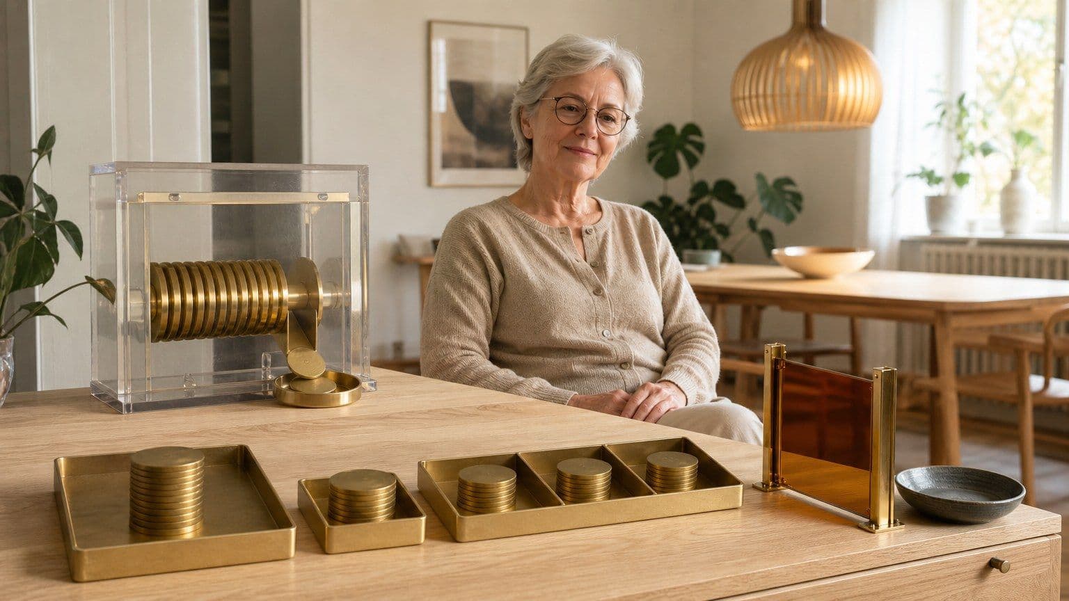 En pensionist ser på en aldersopsparing, der kan fordeles som engangsbeløb, deludbetaling eller rater.